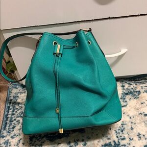 Calvin Klein Turquoise Shoulder Bag with Gold Details